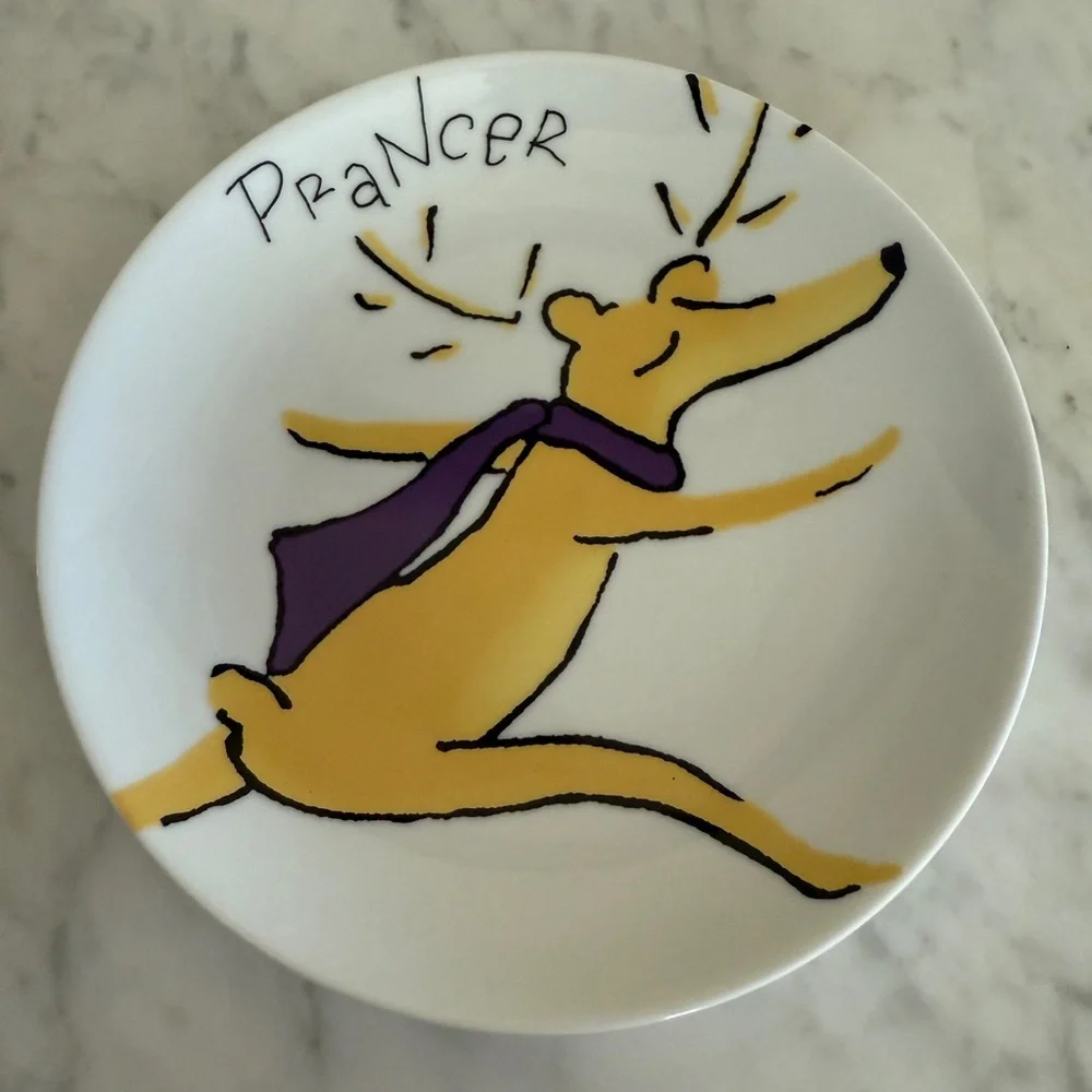 Pottery Barn Prancer Reindeer appetizer dessert plate 7 inch